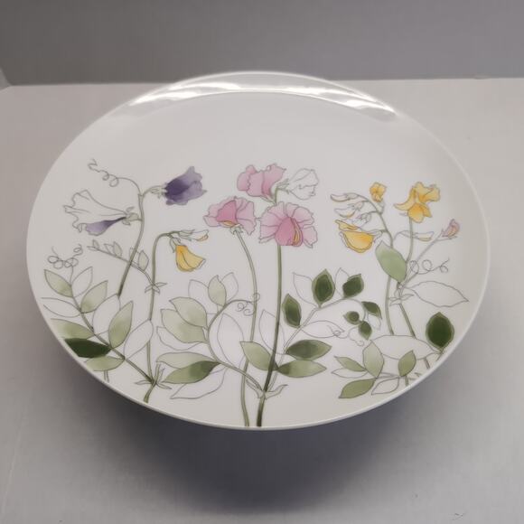 Tivoli By Shafford Pedestal Cake Stand Sweet Pea Pattern 1985 Floral Garden 80s - Picture 3 of 7